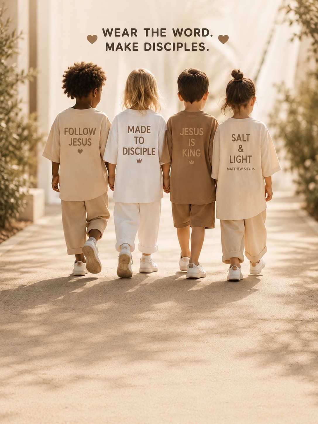 Kids wearing Tiny Disciples apparel